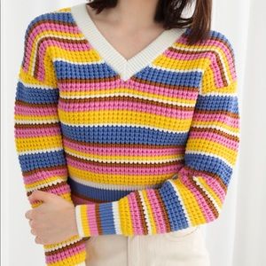 & Other Stories Cropped Striped Sweater - Size S